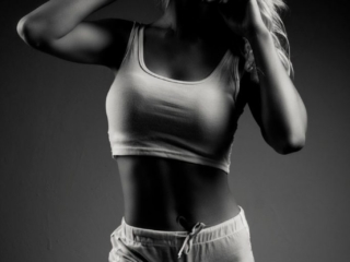 An example of gorgeous black and white photography, of professional fitness shoots done in studio, by Loci Photography