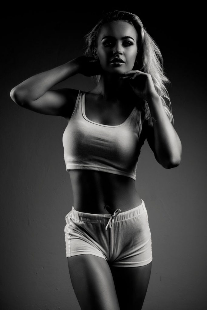 An example of gorgeous black and white photography, of professional fitness shoots done in studio, by Loci Photography