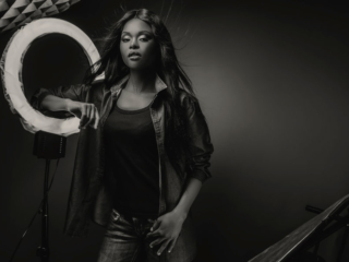 An example of a stunning black and white shot, done for a models book at her agency, by Loci Photography