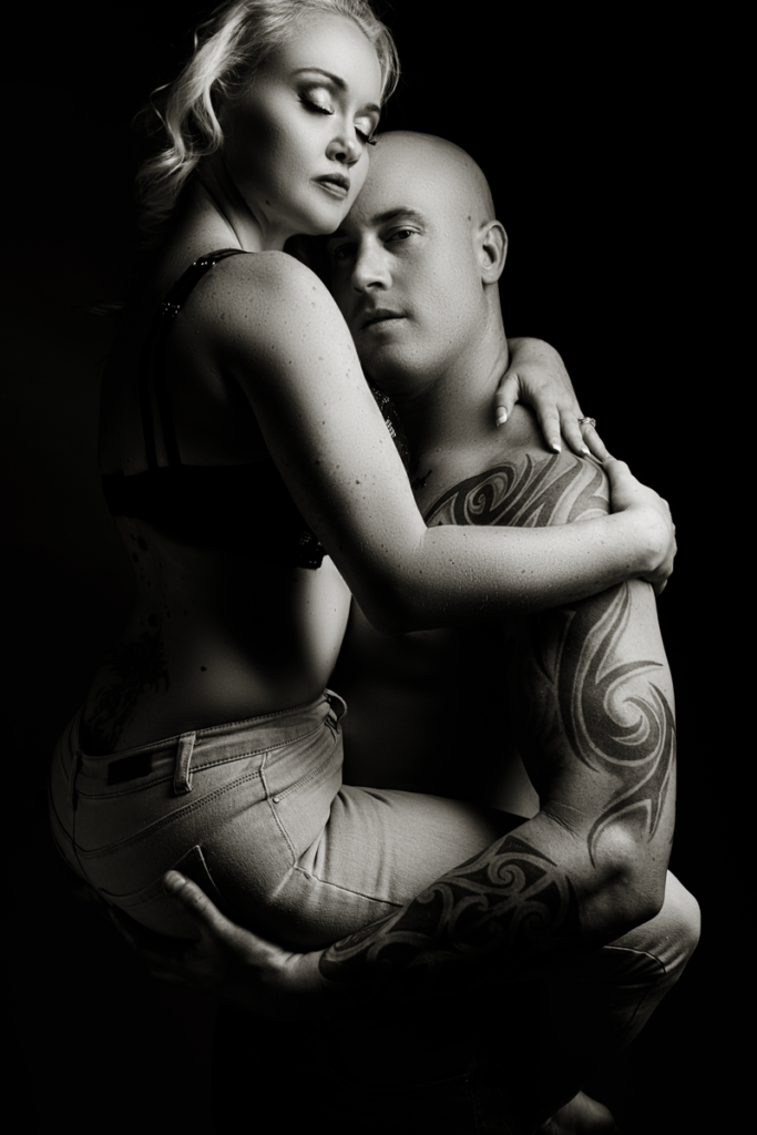 Couple boudoir done beautifully at the Loci Photography studio in Pretoria.