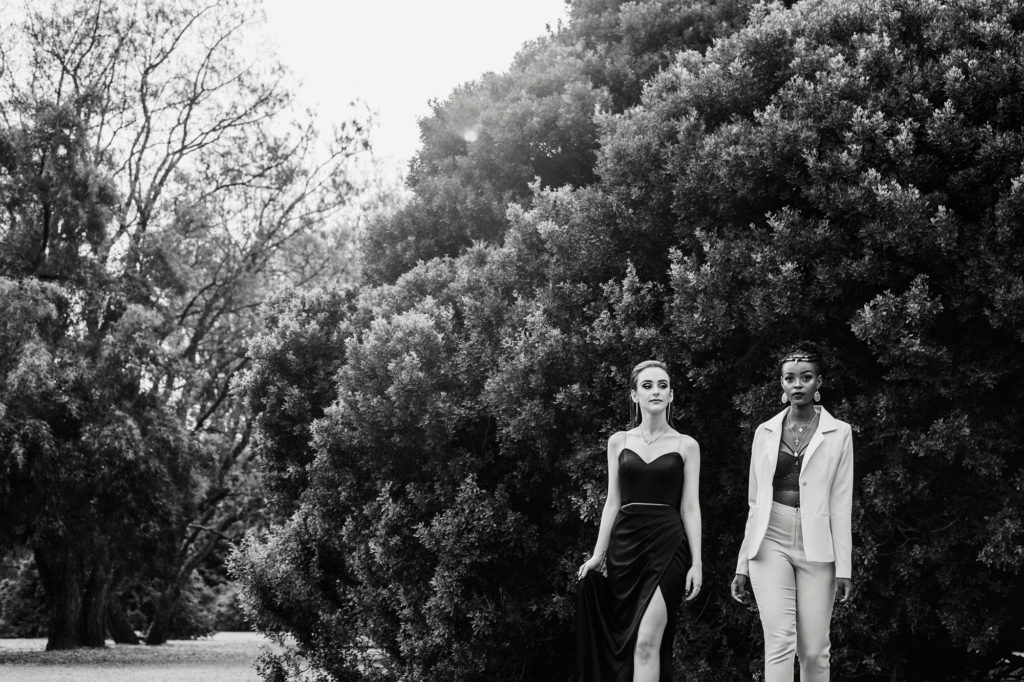 Image of Professional matric dance image of two ladies done on location in Pretoria at the Pretoria Botanical Gardens by photographer Yolandi Jacobsz of Loci Photography