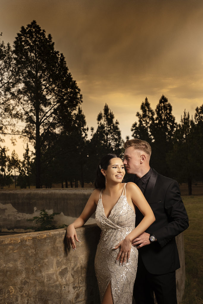 Image of couple taken late afternoon before the rain during a matric dance photoshoot by Loci Photography