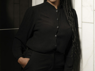 Woman in black clothing for corporate photos on location in Sandton taken by Loci Photography