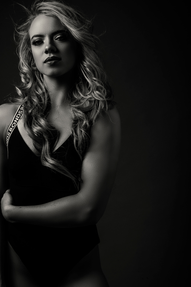 Black and white image of quality fitness photography done by Loci Photography in studio in Pretoria.