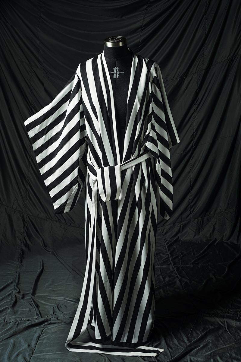 FLOOR LENGTH WIDE-STRIPED GOWN