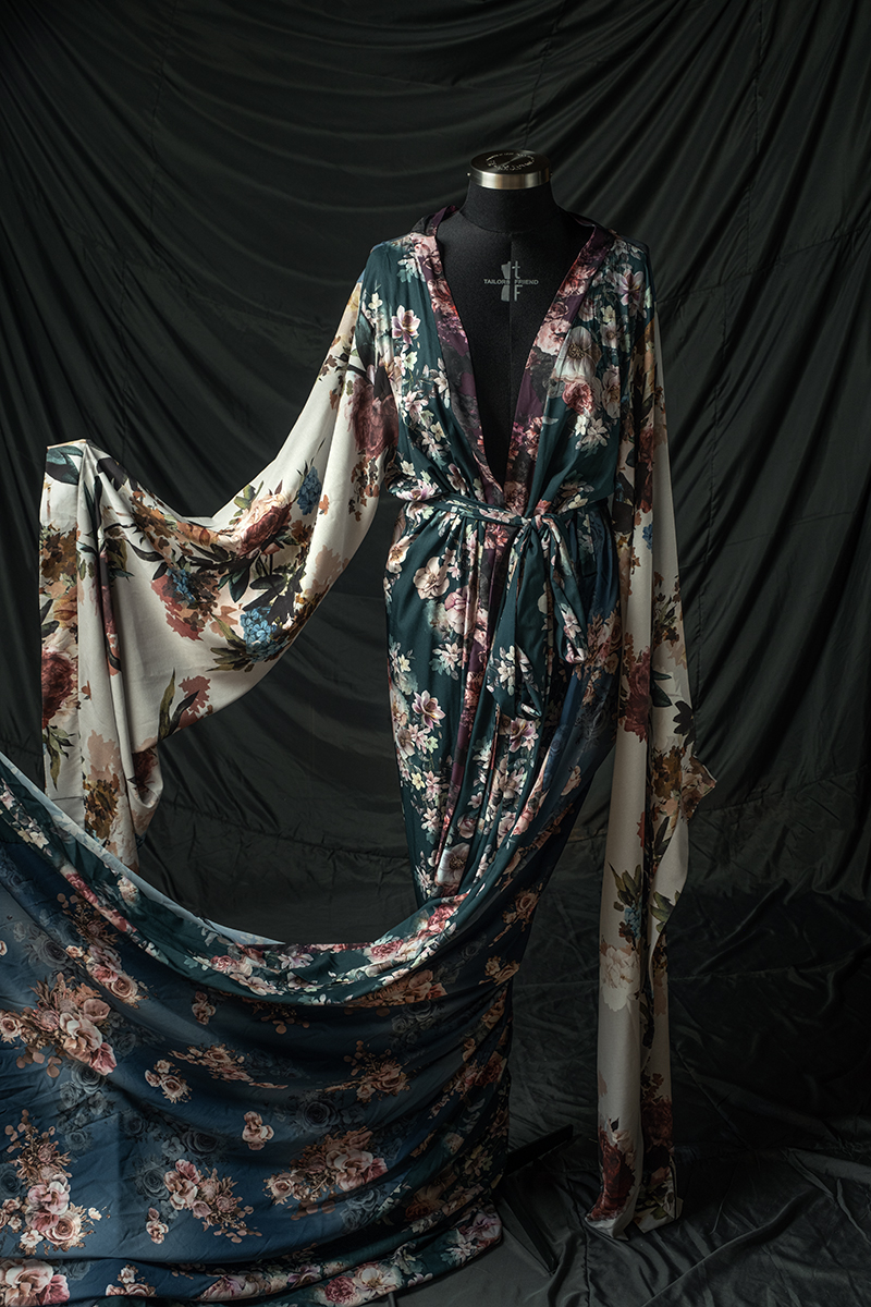 EXTRA LONG FLORAL GOWN –  WIDE SLEEVES