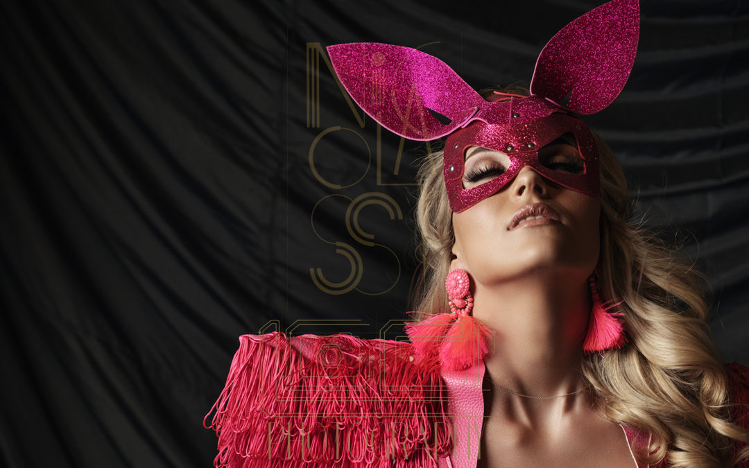 Bunny masks and cat masks for boudoir shoots