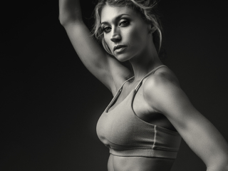 Loci Photography fitness shoots done in studio Black and white image of professional fitness photography done in studio by Loci Photography