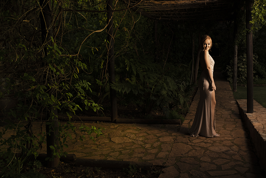 Image of girl taken with off camera Elinchrom flash during matric dance photography by Loci Photography in Pretoria East