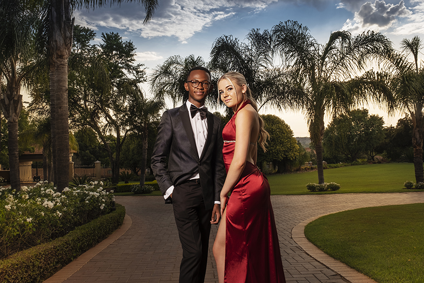 Image with off camera flash taken of matric dance couple in Pretoria by Loci Photography